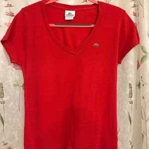 Lacoste Red V-Neck T-shirt